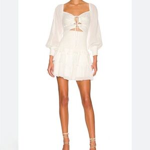 ASTR The Label White Mini Dress with Puff Sleeves